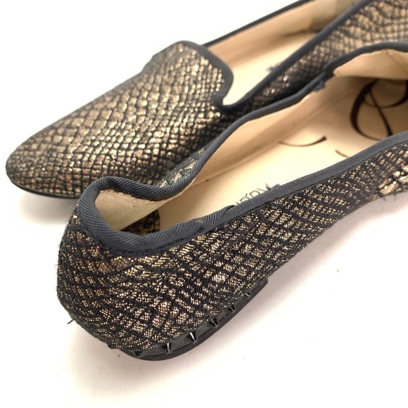 SAM & LIBBY EDELMAN Gold Black Loafers Flats sz 8 - Picture 15 of 16